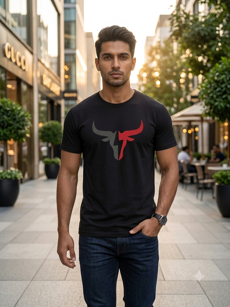 Keesor Men Cotton Blend Tshirt|Men Printed Round Neck Tshirt|Men Graphic Print Tshirt (M)
