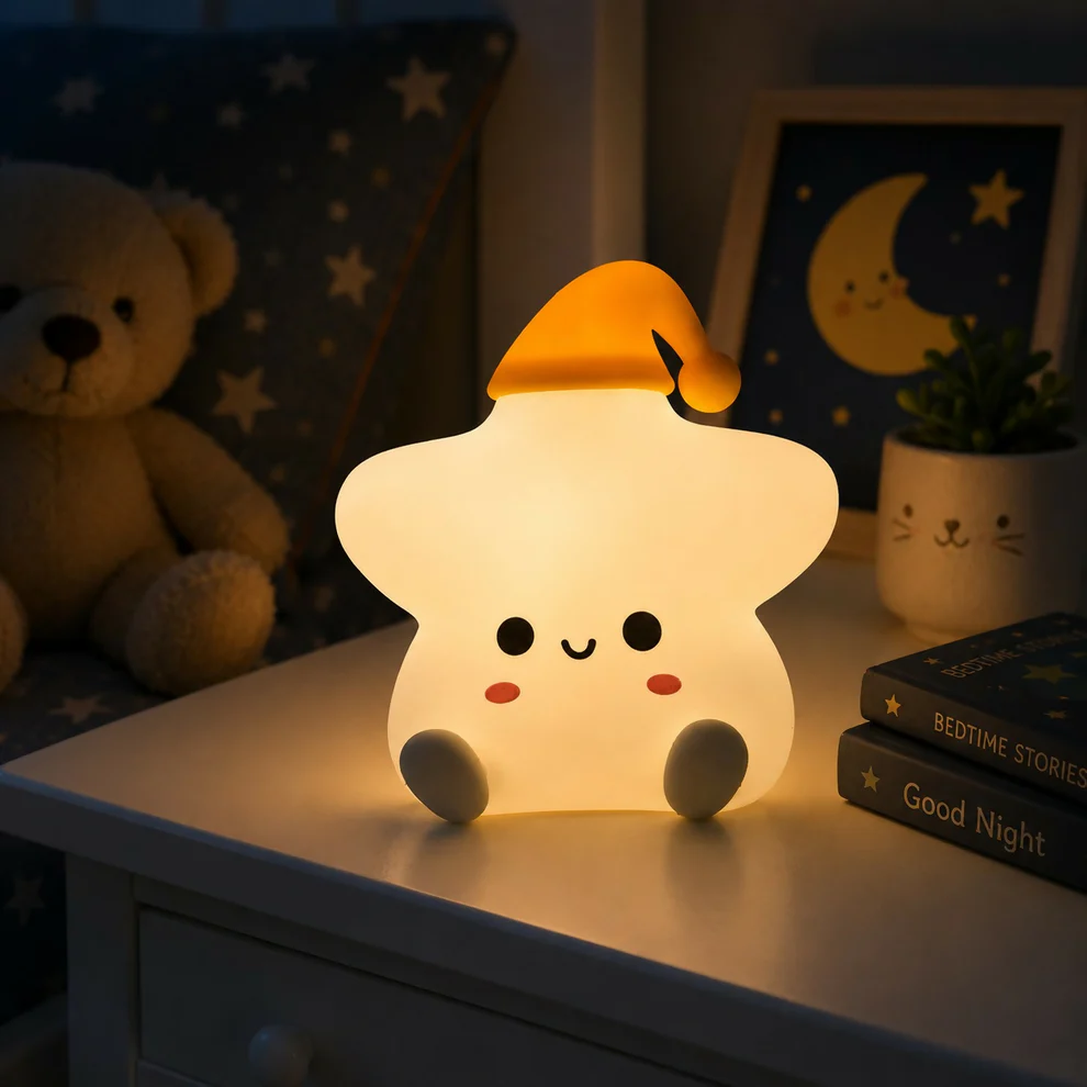 Cute Star Silicone Night Lamp – Tap Control & Rechargeable